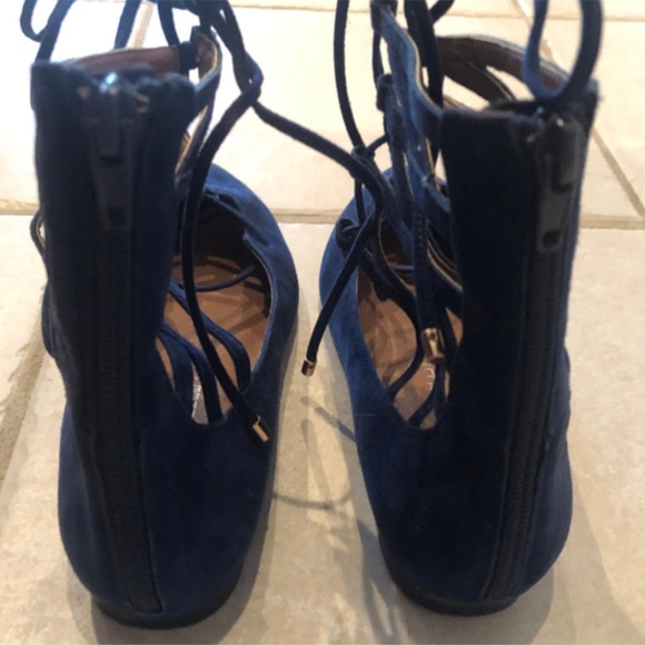 Jeffrey Campbell Navy Atrium Flat | Size 8 | Navy Suede Lace-Up Ballet Flats - Picture 3 of 4